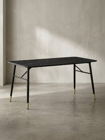 Moderner Esstisch mit Marmoroptik von KADIMA DESIGN in Schwarz, Rechteckig, B/T/H: 140 x 80 x 76 cm