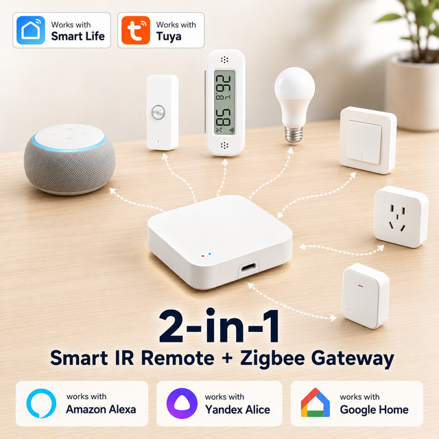 Tuya Zigbee 3.0 Hub IR-Fernbedienung und WLAN-Mesh-Bridge in Weiß für Alexa, Google Home und Smart Life - Bild 1