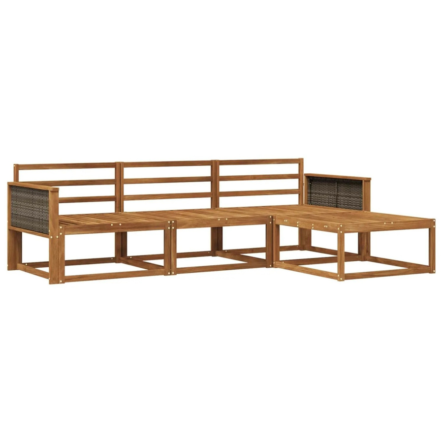 vidaXL Outdoor-Sofagarnitur aus Massivholz Akazie in Braun, 4-teiliges L-Shape Set mit Latten-Design - Bild 2