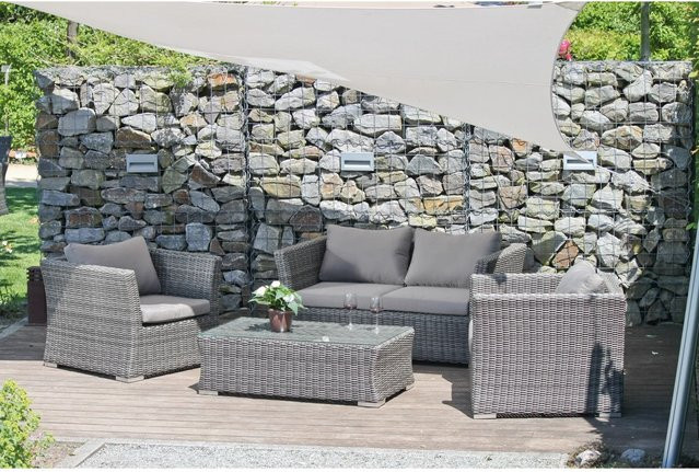 Garden Pleasure Loungegruppe Avila 4-tlg. in Grau und Beige aus Aluminium und Kunststoffgeflecht - Bild 1