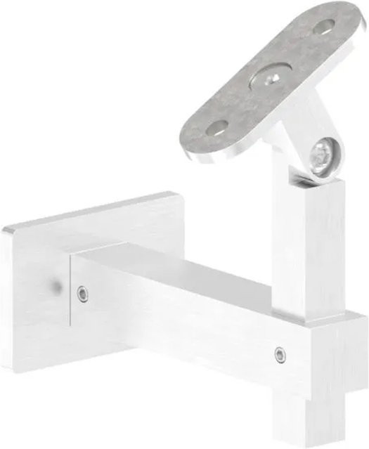 FeNau Handlaufhalter aus V4A Edelstahl in Silber, Eckige Ausführung mit Gelenk für gerade Anschlussplatte, Wandabstand: 92 mm - Bild 1
