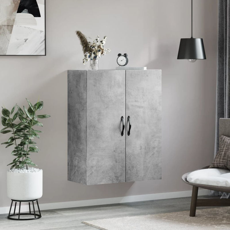 vidaXL Wandschrank in Betongrau aus Holzwerkstoff und Eisen, B/T/H: 69,5 x 34 x 90 cm - Bild 4