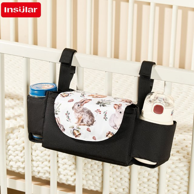 Wasserdichte Kinderwagen-Hängetasche mit niedlichem Cartoon-Design und Tragegurt als Wickeltasche für Windeln und Flaschen - Bild 1