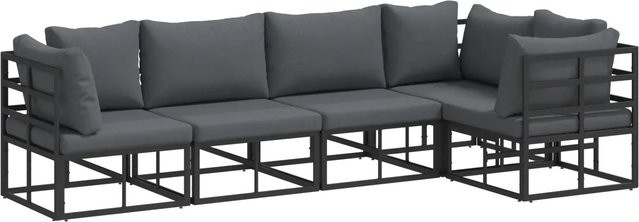 vidaXL Garten-Sofa-Set 5-teilig aus Aluminium mit Kissen in Schwarz und Anthrazit - Bild 1