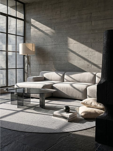 Kadima Design Kurzflor-Teppich Beige/Grau quadratisch B/B: 133 x 133 cm - Bild 1