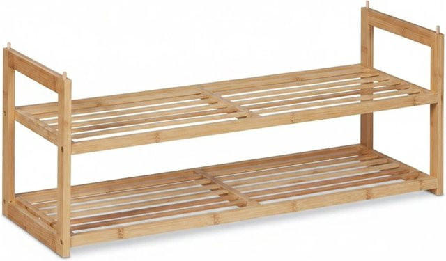 Relaxdays Schuhregal aus Bambus Natur Braun Stapelbar B/T/H: 72,5 x 29,5 x 27 cm - Bild 1
