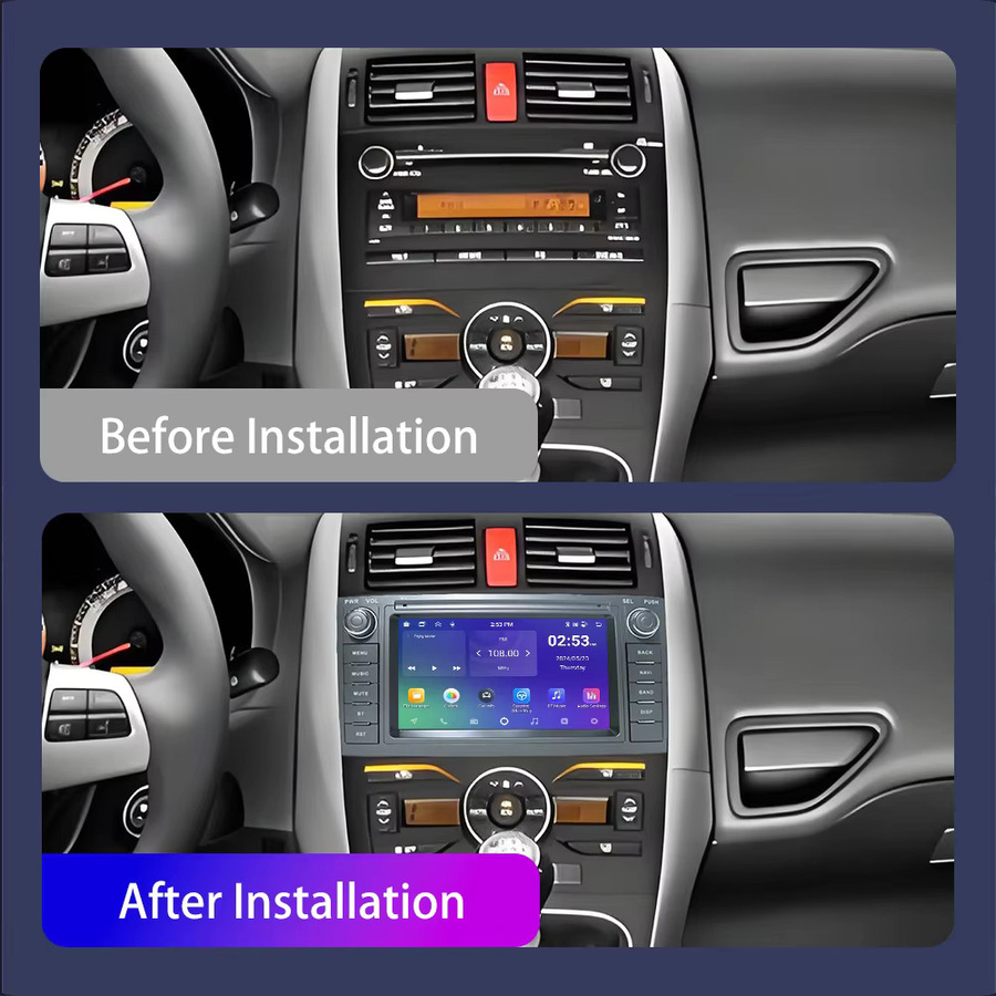 Icreative Auto Radio für Toyota Auris und Corolla 2006-2012 mit GPS Navigation, drahtlosem CarPlay, Android Auto und Bluetooth in Schwarz - Bild 2