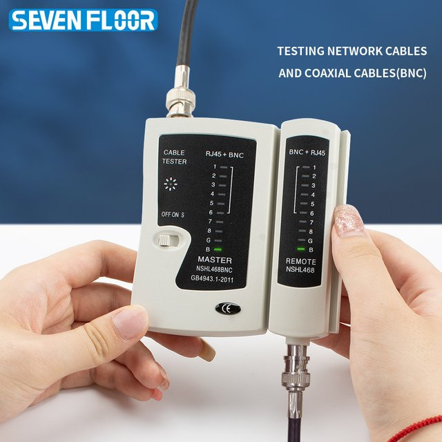 Multifunktionaler Netzwerkkabel-Tester und BNC Koaxialkabel-Tester von seven floor in Schwarz und Weiß - Bild 1