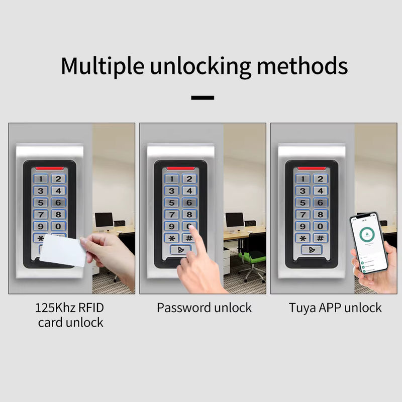 LUCKING DOOR WLAN Smart Türschloss mit Tuya App-Steuerung, IP68 Wasserdichtes Outdoor Zugangskontrollsystem aus Metall mit Tastatur und RFID, Farbe: Silber - Bild 5
