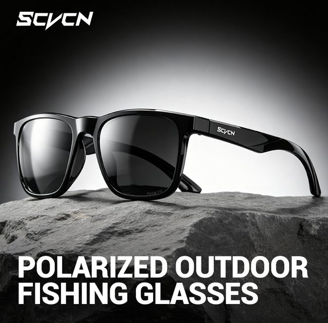 SCVCN Sonnenbrille, polarisiert, Vollrand, Kunststoff, Unisex, black - Bild 1
