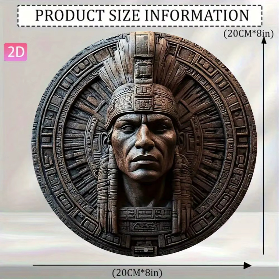 CIFBUY Vintage Maya Azteken Metallwandkunst aus Aluminium in Braun, B/H: 20 x 20 cm - Bild 2