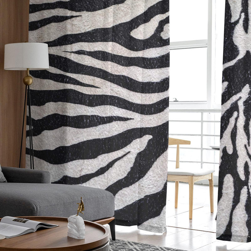 Transparente Zebra-Muster Tüll-Fenstergardine von A Family Of Home Textiles in Schwarz, Breite: 135 cm, Höhe: 160 cm - Bild 2