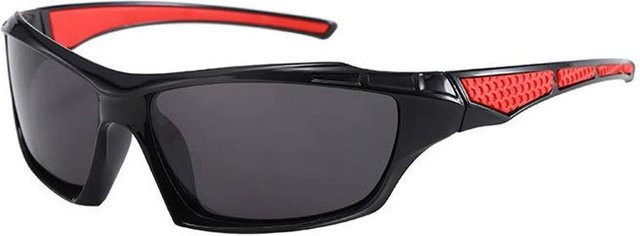Polarisierte Sportsonnenbrille, Vollrand, Kunststoff, dunkelrot, schwarz - Bild 1