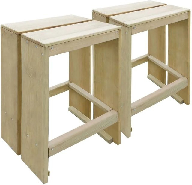 vidaXL Garten-Barhocker Set aus imprägniertem Kiefernholz, 2 Stück, Braun/Grün, B/T/H: 40 x 30 x 80 cm - Bild 1