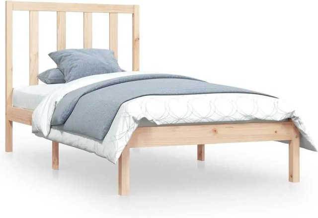 vidaXL Massivholzbett aus Kiefernholz in Braun mit rustikaler Optik, B/T/H: 90 x 200 cm - Bild 1