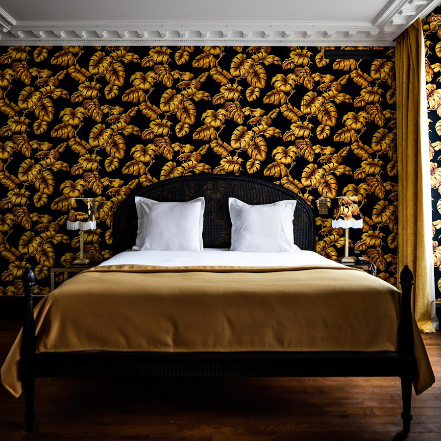 House of Hackney Tapete Tarovine Mural Botanisches Floral Design Midnight/Ochre Multicolor Gold und Blau Non-Woven B: 300 cm, H: 45 cm - Bild 1