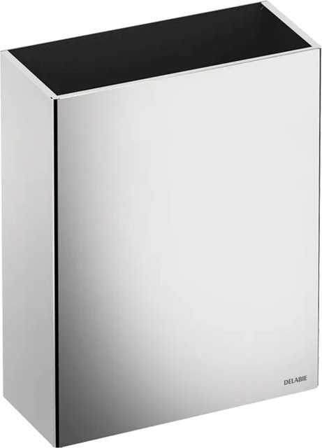 Delabie Wandabfallbehälter 25 in Silber, Edelstahl 1.4301 hochglanzpoliert, B: 38,0 cm, H: 46,0 cm, T: 1,0 cm - Bild 1