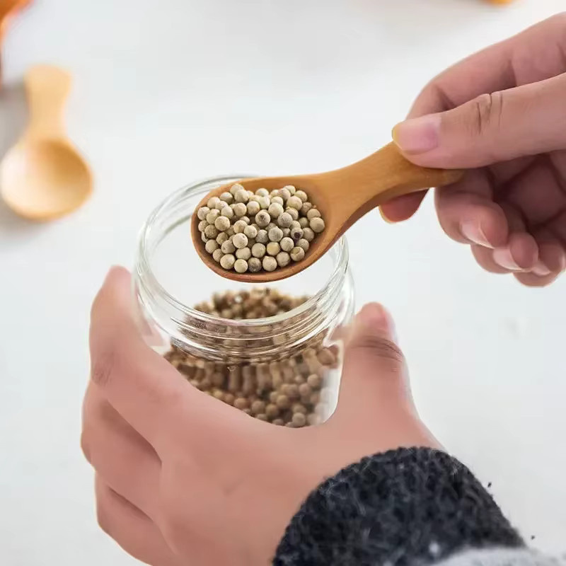 Mini Holz-Gewürzlöffel aus Naturholz in Braun für Tee, Kaffee und Zucker - Bild 1