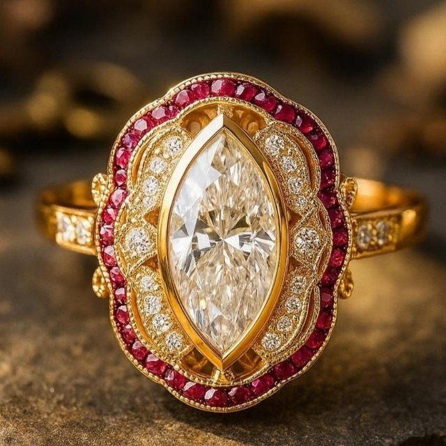 Damenring Goldfarben, Zirkonia, Damen - Bild 1