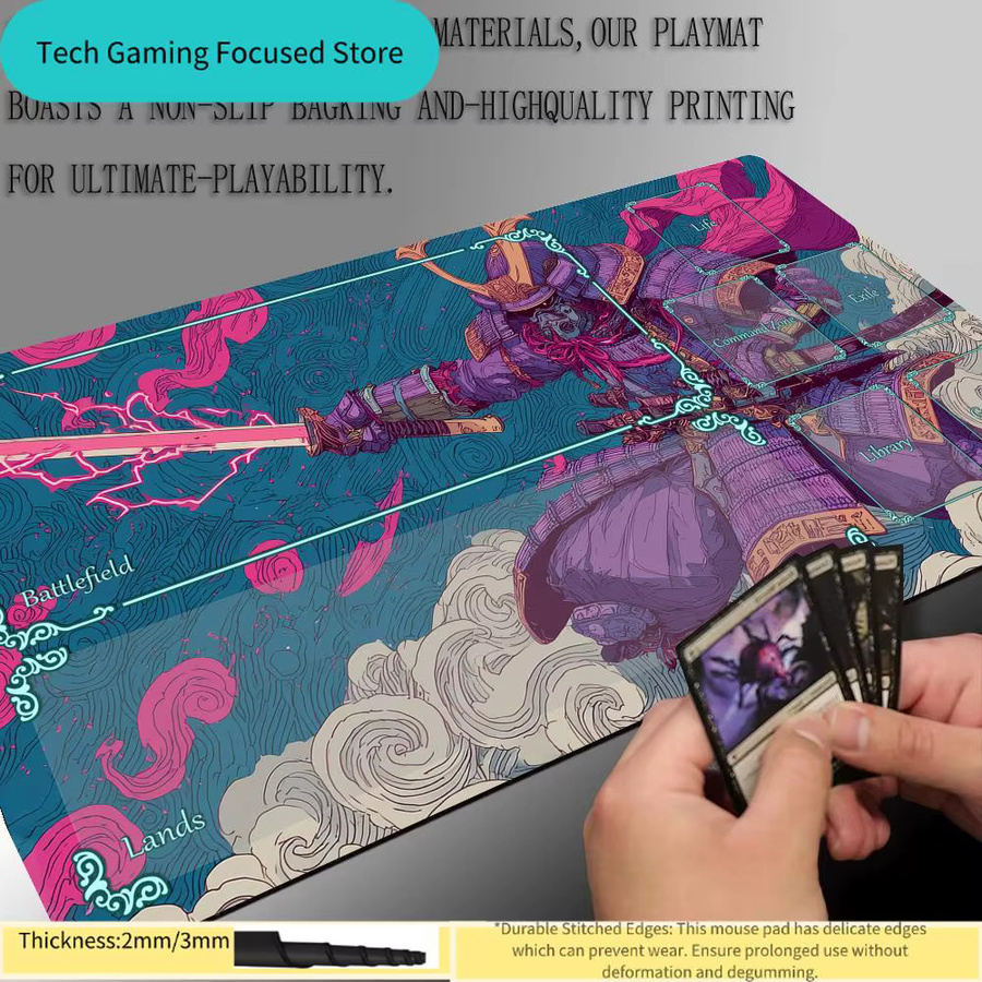 Potdemiel MTG Playmat Eastern Samurai Aesthetic Illustration Gaming Mat, Mehrfarbig - Bild 2