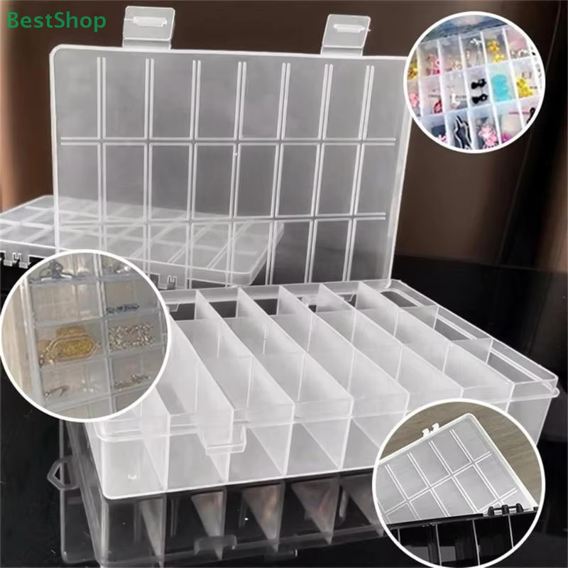 HNKMP Aufbewahrungsbox mit 24 Fächern aus transparentem Kunststoff für Bastelarbeiten, Perlen und Schmuck, B/T/H: 19,0 x 13,0 cm - Bild 3