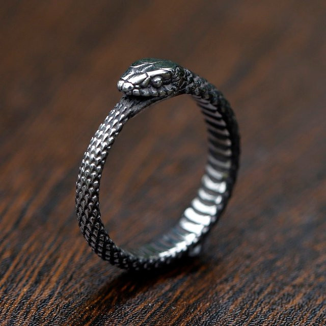 Charming Folk Ring Edelstahl, Wikinger Schlangenkopf, Herren - Bild 1