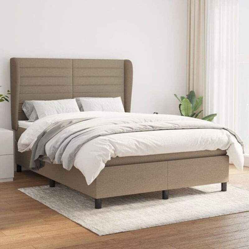 vidaxl Boxspringbett mit Matratze aus Stoff in Taupe meliert B/T/H: 140 x 200 cm - Bild 1