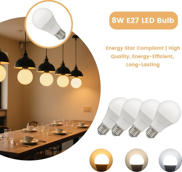 Gatetop LED-Glühbirne E27 mit 8W und kühlem Weiß für deine Heimdekoration - Bild 1