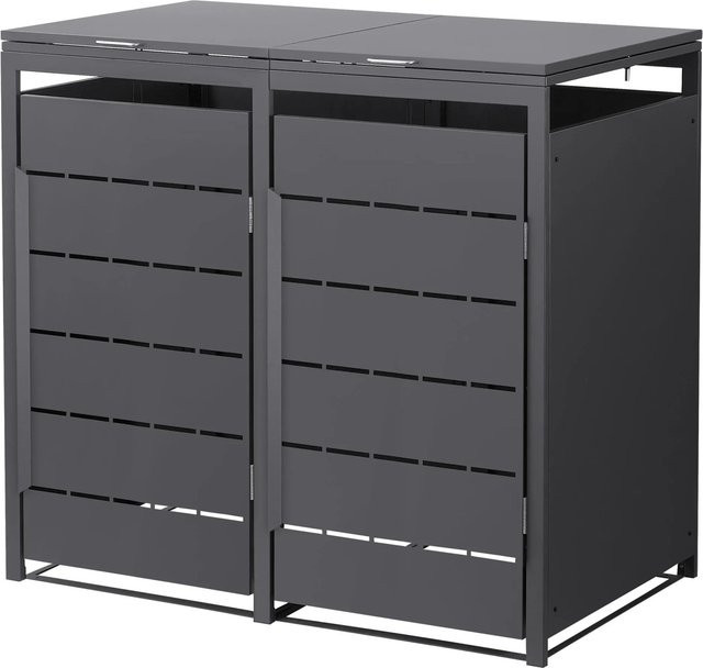 ML-Design Mülltonnenbox 2er für 240 Liter aus Stahl in Anthrazit, B/T/H: 132 x 80 x 124 cm - Bild 2