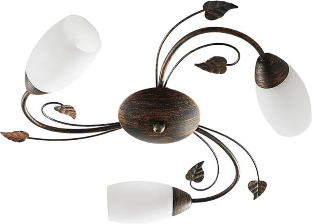Lindby Deckenlampe Stefania Retro Vintage Antik, 3-flammig, Glas, Braun, E14 - Bild 1