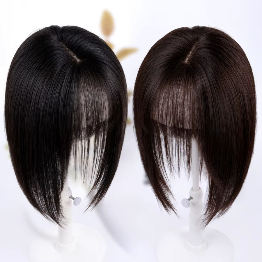 Echthaar-Toupet mit Pony und Clips, Schwarz, Damen - Bild 1