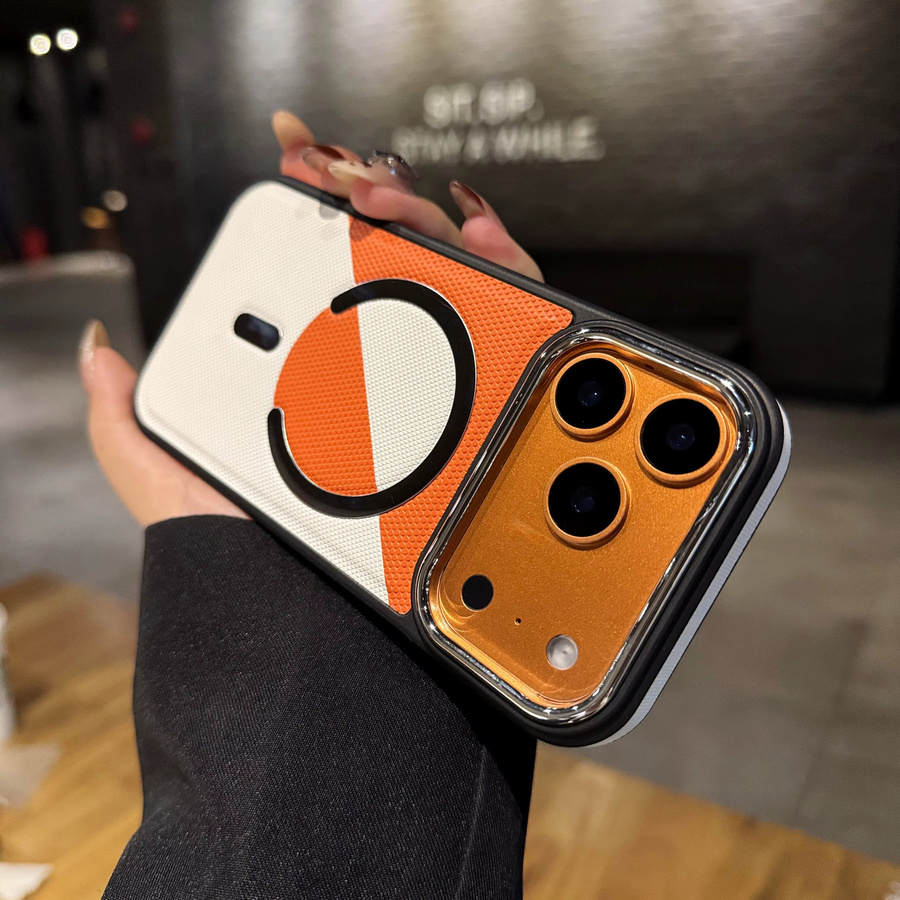 RPKKS Farbkontrast Flanell-Leder-Handyhülle mit MagSafe für iPhone 17 16 15 14 13 Pro Max, Stoßfeste Rückabdeckung, Mehrfarbig - Bild 2