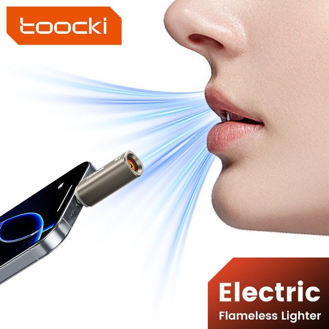 Toocki Mini-USB-C-Feuerzeug mit Wolframdrahtheizung, windfest und flammenlos, inklusive Umhängeband für Camping und Outdoor - Bild 1