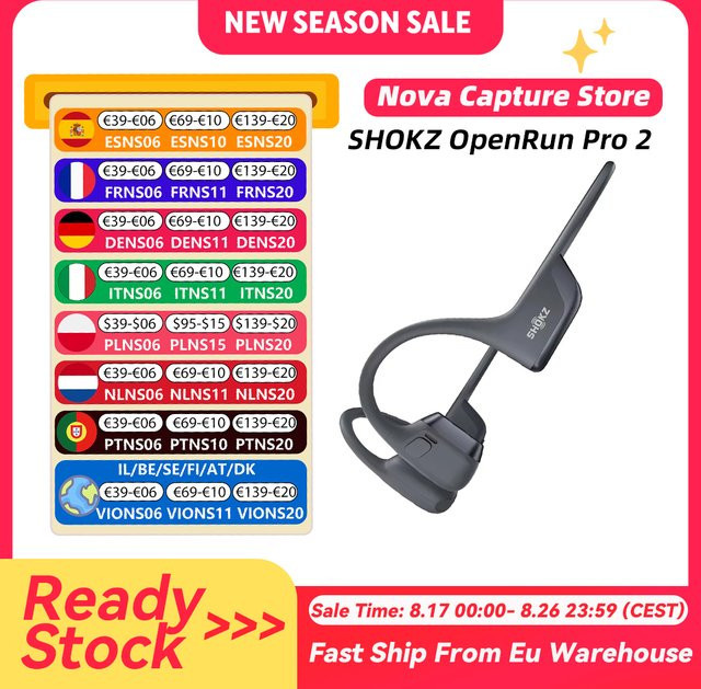 SHOKZ OpenRun Pro 2 S820/S821 Sportkopfhörer Open-Ear-Ohrhörer mit Bluetooth 5.3, geräuschunterdrückendem Mikrofon und IP55 Wasserdichtigkeit in Orange - Bild 1