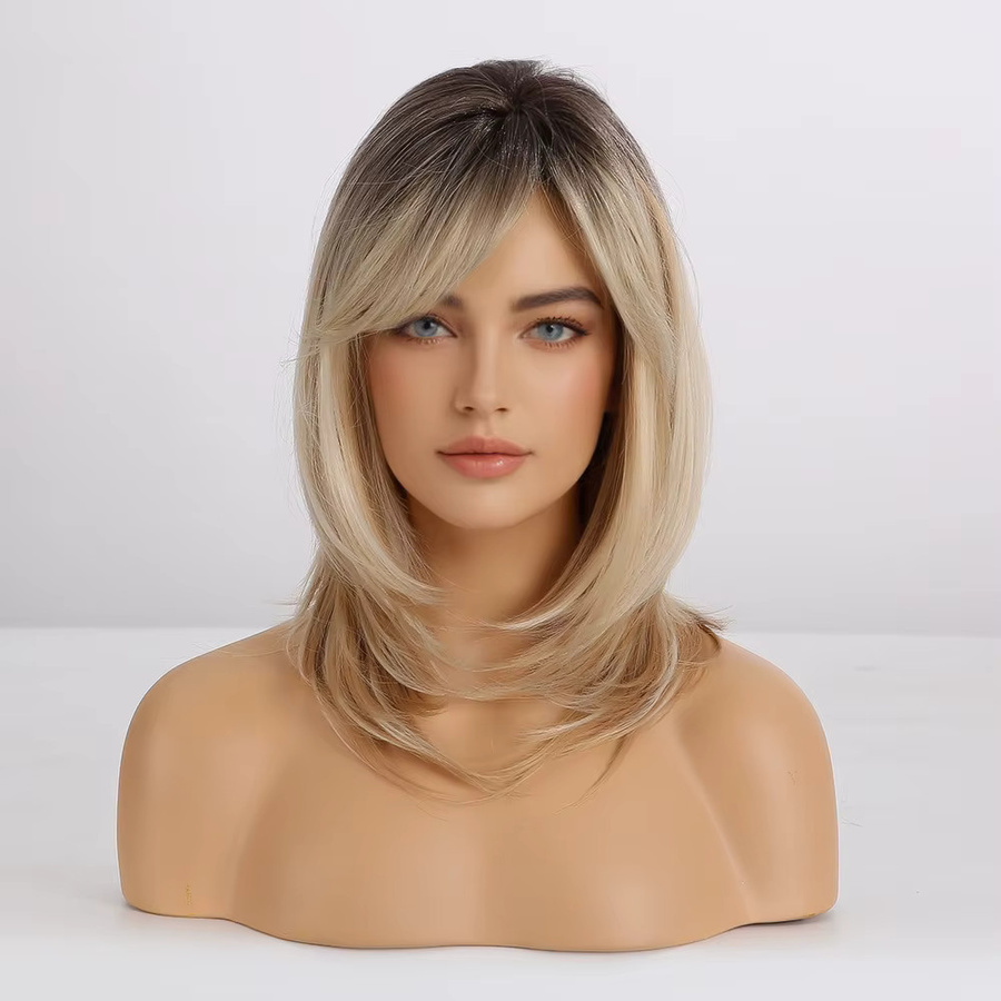 Blonde Unicorn Synthetische Perücke, Blonde goldbraune Ombre, Damen - Bild 2