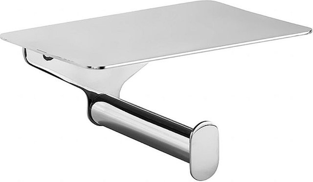 BORGANIC Papierrollenhalter mit Ablage aus Edelstahl poliert in Silber, B/H/T: 15,0 x 8,5 x 11,5 cm - Bild 1