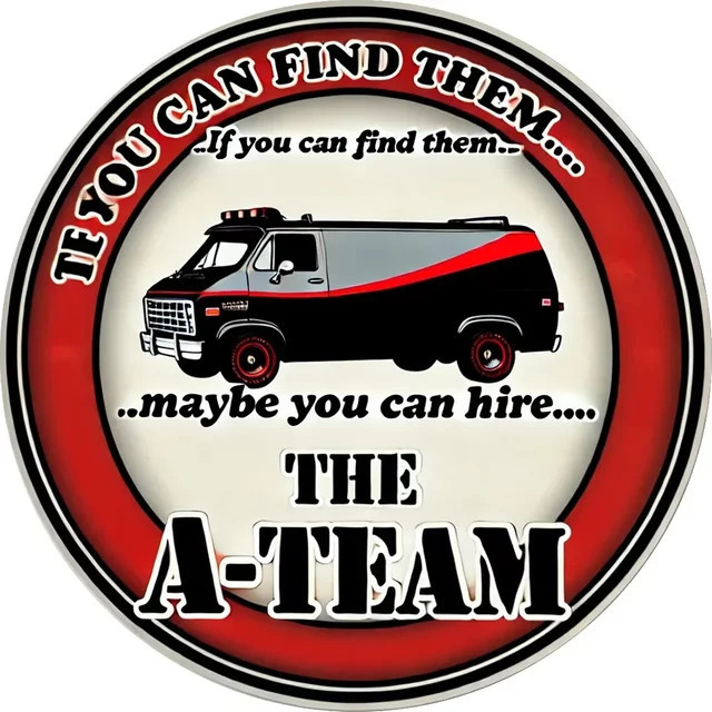 Potdemiel A-Team Vintage Aluminium-Wandkunstschild, runde Retro-Dekoration für Wandmontage, Durchmesser: 20 cm - Bild 1