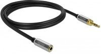 Delock Klinkenverlängerungskabel 3,5 mm 3-Pin Stecker auf Buchse, Schwarz - Bild 1