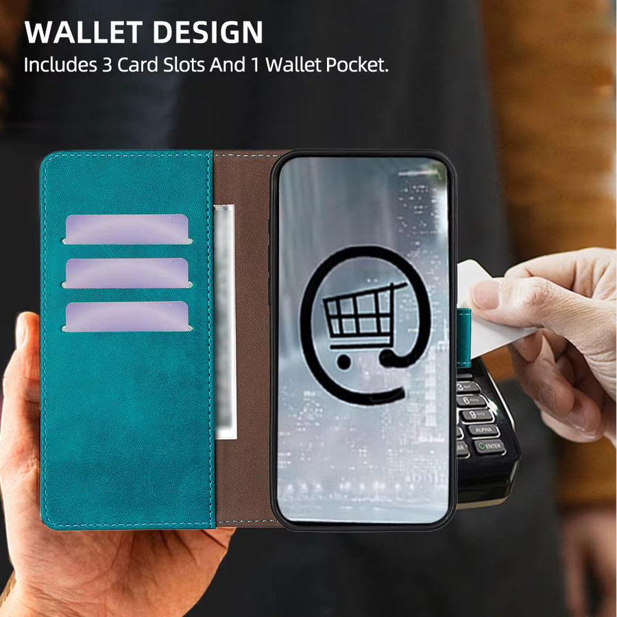 Xiaomi Handyhülle im Brieftaschen-Stil mit Magnetverschluss und RFID-Schutz für Poco C85 C75 C71 C61 C65 C51 C50 in Rot oder Türkis - Bild 3