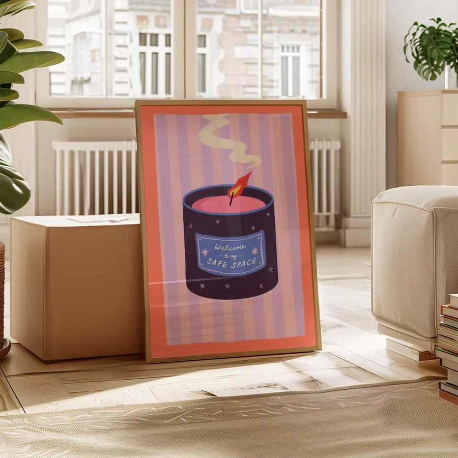 SHENCHEN Wandposter Willkommen in meinem sicheren Raum Kerzen-Print in Multicolour als Boho Meditationsdekoration - Bild 3