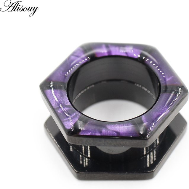 Alisouy Ohrring Tunnel Plug Expander, Edelstahl, Schwarz, Unisex - Bild 1