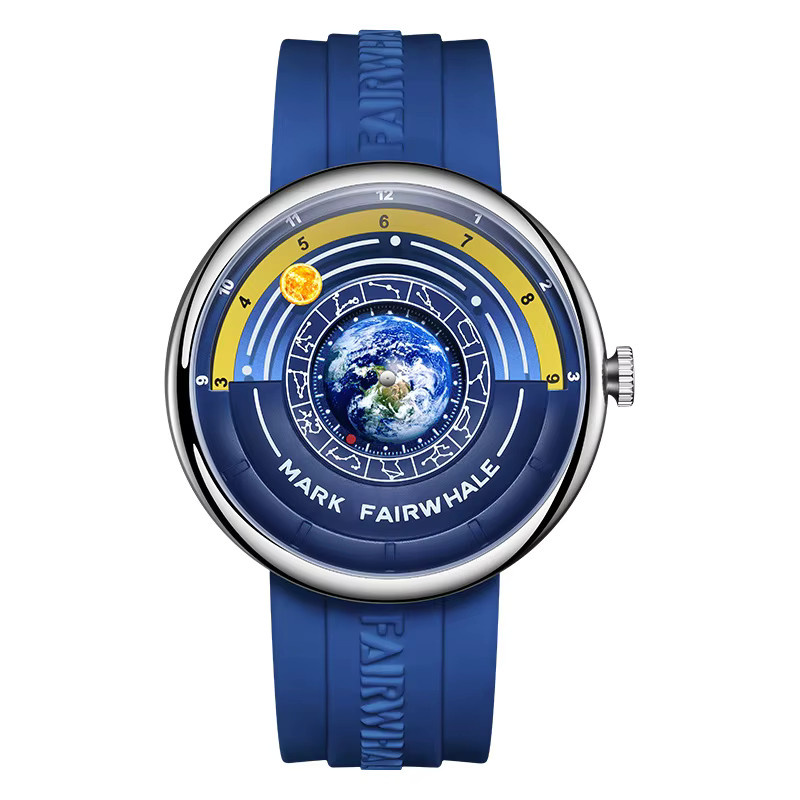 Mark Fairwhale Armbanduhr, Quarz, Blau, Silber, Silikon, Herren - Bild 5