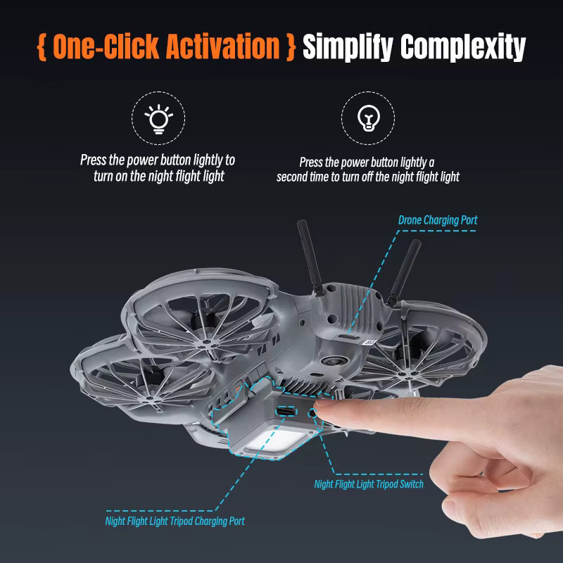 DJI NEO 2 Fahrwerk Nachtlicht mit integrierter wiederaufladbarer Batterie und Snap Design - Bild 3