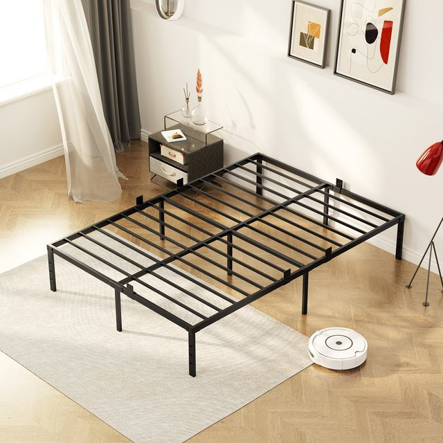 KUTAS Doppelbettgestell aus Metall mit 14 Lattenrosten in Schwarz, B/T/H: 160 x 200 cm - Bild 1
