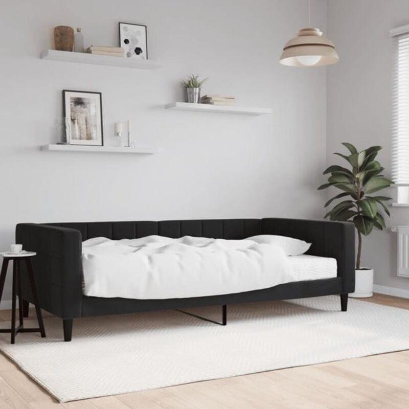 Modernes Polsterbett mit Matratze von Vidaxl in Schwarz aus Samt, B/T: 100 x 200 cm - Bild 1