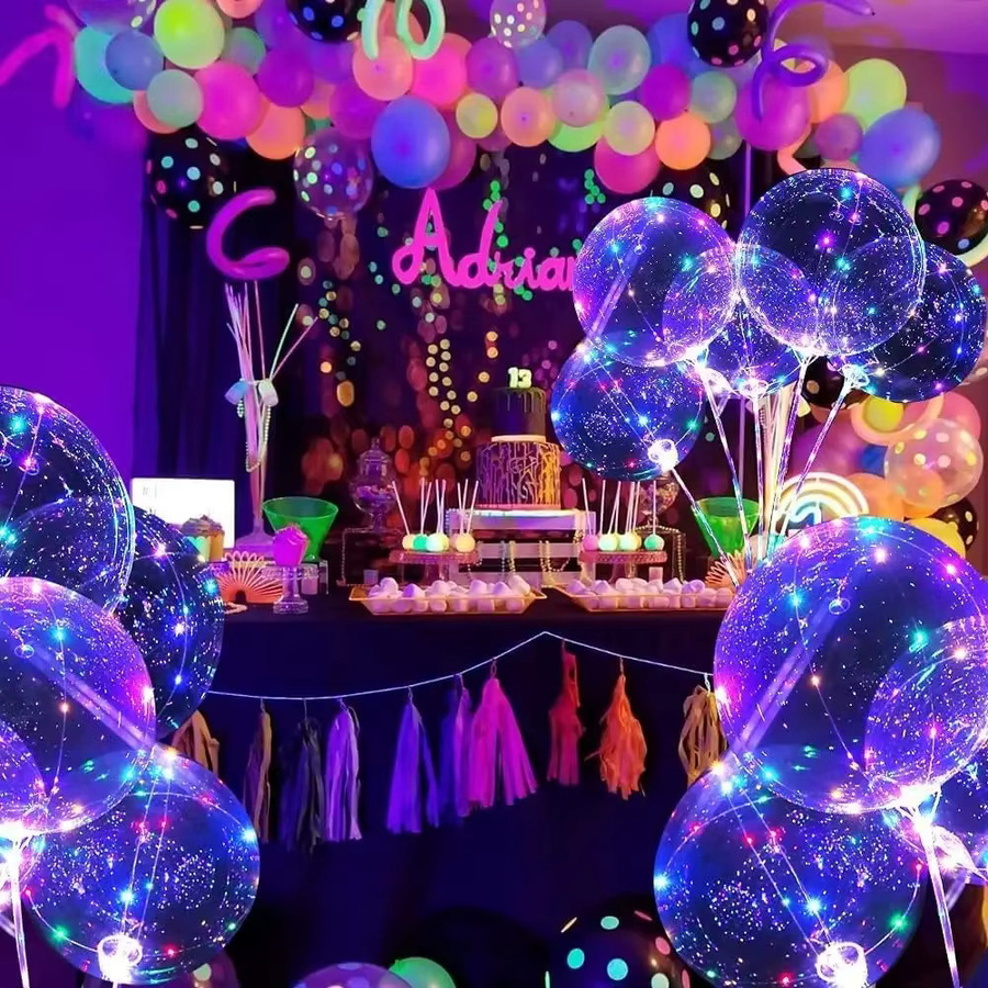 LED-Leuchtballons in Lila mit RGB-Lichterkette und Stäbchen für deine Dekoration - Bild 3