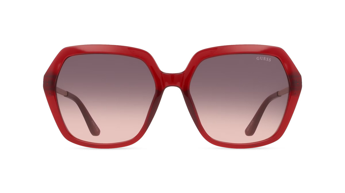 Guess GU00267 Sonnenbrille Damen, Vollrand, hexagonal, Kunststoff, rot, grau - Bild 1