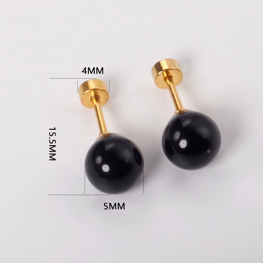 LUXUKISSKIDS Ohrstecker, Imitationsperlen, Edelstahl, Schwarz, Unisex - Bild 3