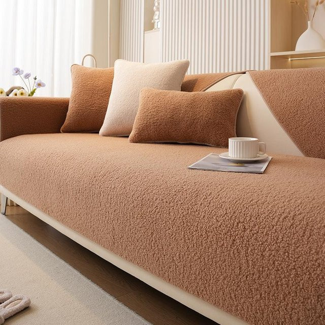 Rutschfestes Kissenbezug für Sofa und Couch in Braun, modernes Design aus Fleece, Breite: 70 cm, Höhe: 70 cm - Bild 1