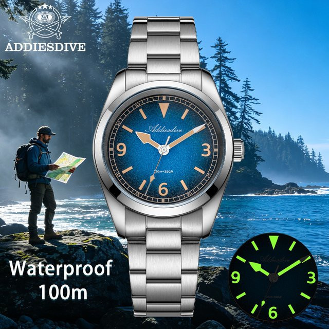 ADDIESDIV Armbanduhr, Quarz, Edelstahl, Saphirglas, Herren, Blau - Bild 1